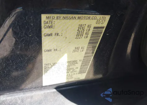 2017 Nissan Altima 2.5 S z USA, uszkodzony, nr VIN 1N4AL3APXHN345193